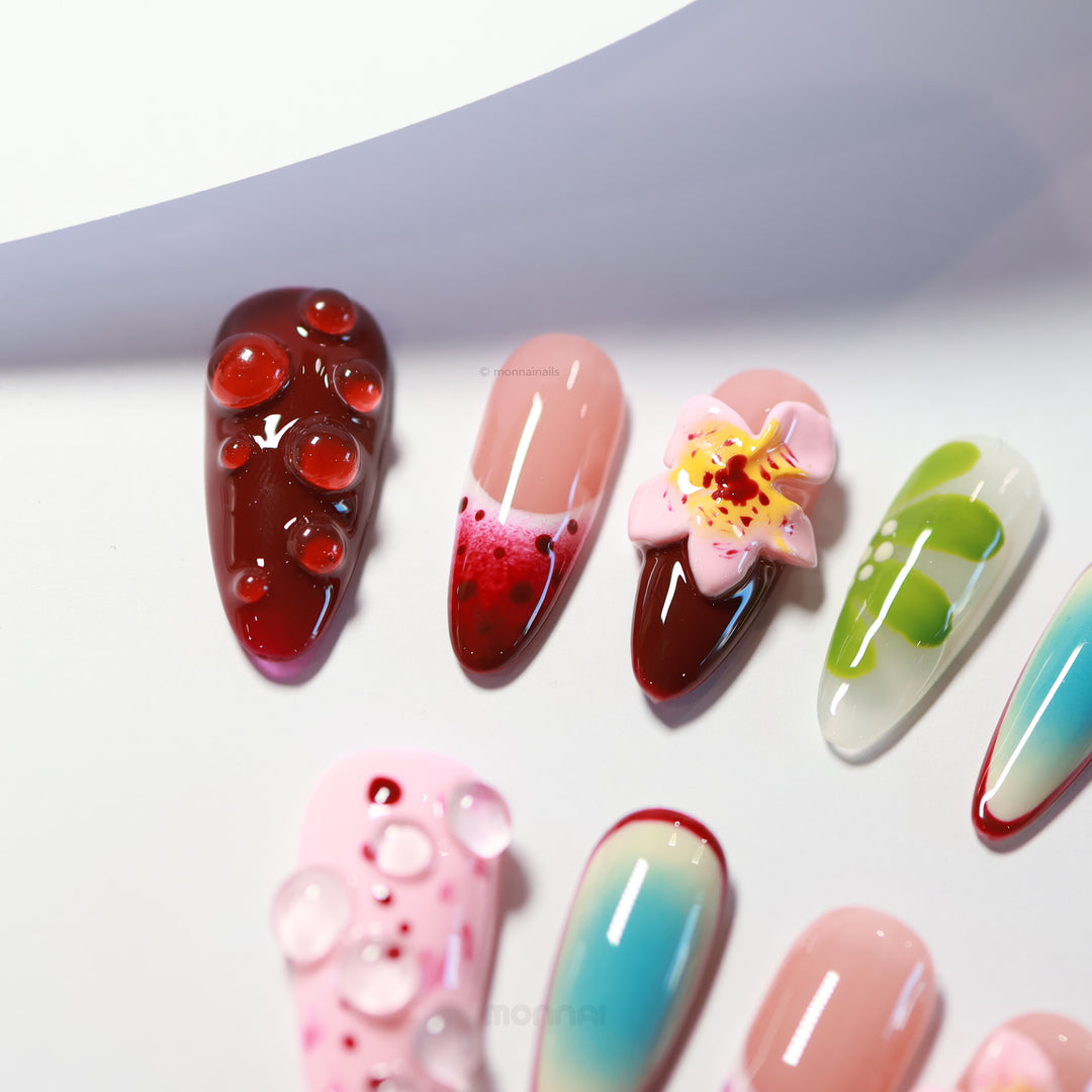 Floral Bliss – 3D Bubble Floral Gradient Press-On Nails – MonnaiNails
