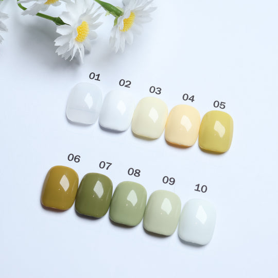 Classic Solid  • 60 Colors Available press-on nails shown in 10 solid pastel color swatches